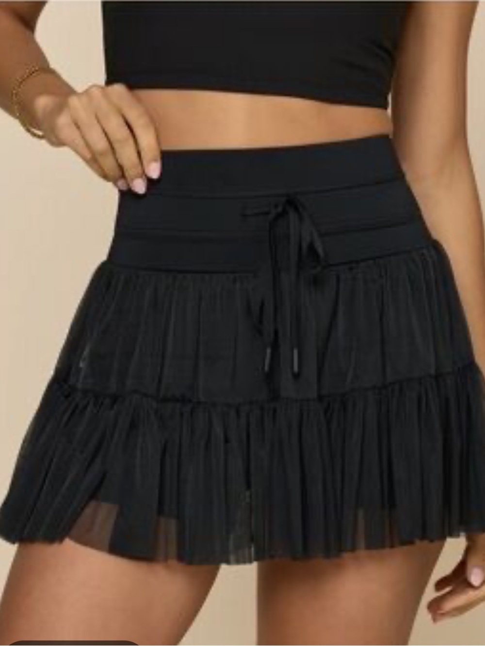 Popflex Pirouette Skort Black Built-In Shorts Pocket Tennis Pickleball-2X